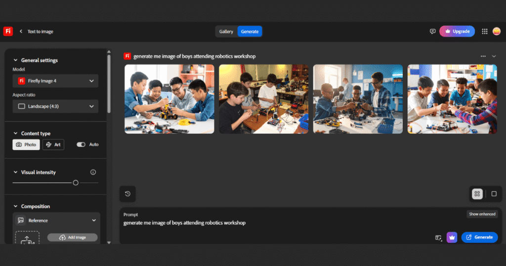 Adobe firefly image generator tool